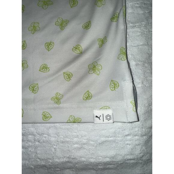 Puma Golf Polo Mattr White Green Spring Sz L Performance Quick Dry Cool Dad Logo - Picture 6 of 14